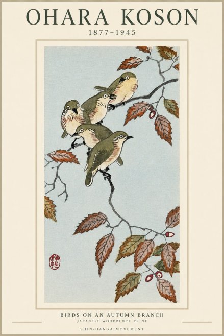 Ohara Koson Birds on an Autumn Branch No1 - Juliste