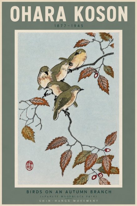 Ohara Koson Birds on an Autumn Branch No4 - Juliste