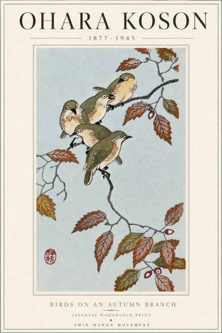 Ohara Koson Birds on an Autumn Branch No5 - Juliste