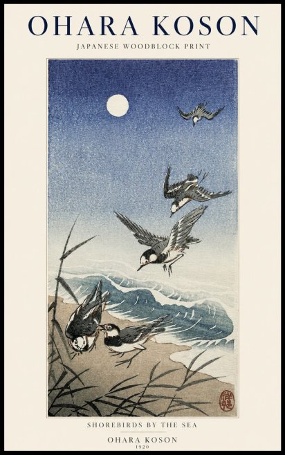Ohara Koson Shorebirds by the Sea No1 - Juliste