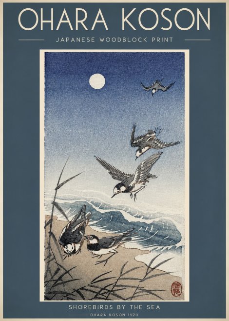 Ohara Koson Shorebirds by the Sea No2 - Juliste