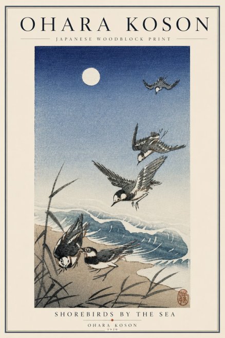 Ohara Koson Shorebirds by the Sea No3 - Juliste