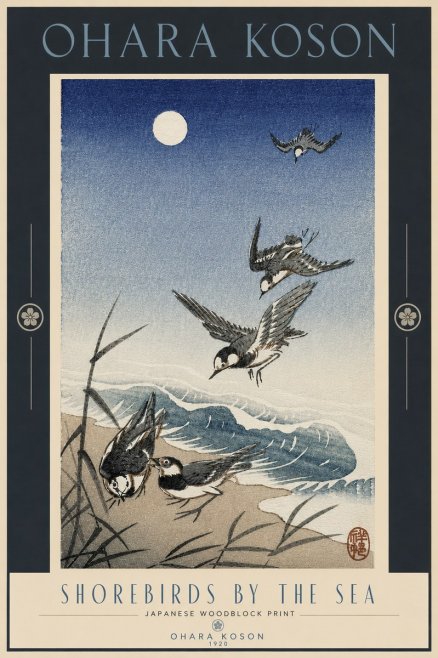 Ohara Koson Shorebirds by the Sea No4 - Juliste