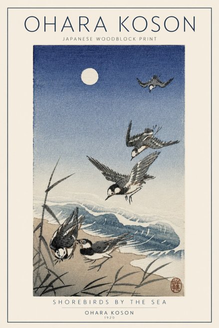 Ohara Koson Shorebirds by the Sea No5 - Juliste