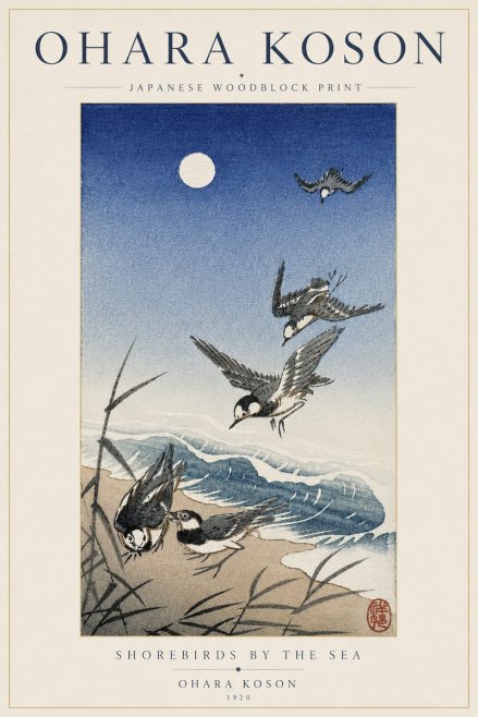 Ohara Koson Shorebirds by the Sea No6 - Juliste