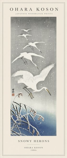 Ohara Koson Snowy Herons No1 - Juliste
