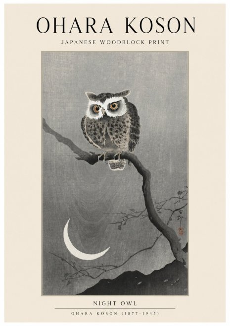 Ohara Koson Night Owl No1 - Juliste