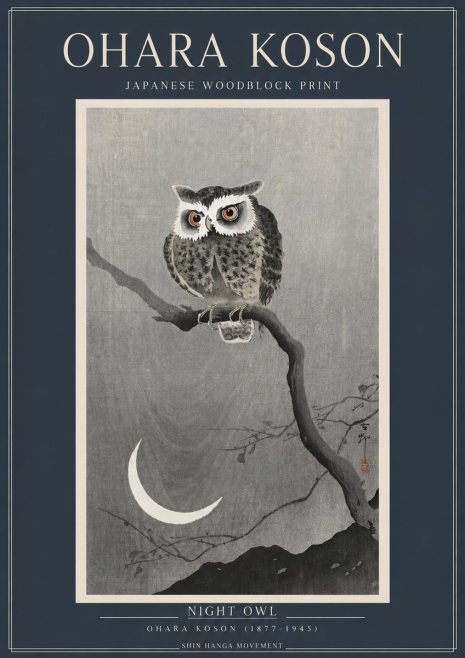 Ohara Koson Night Owl No2 - Juliste