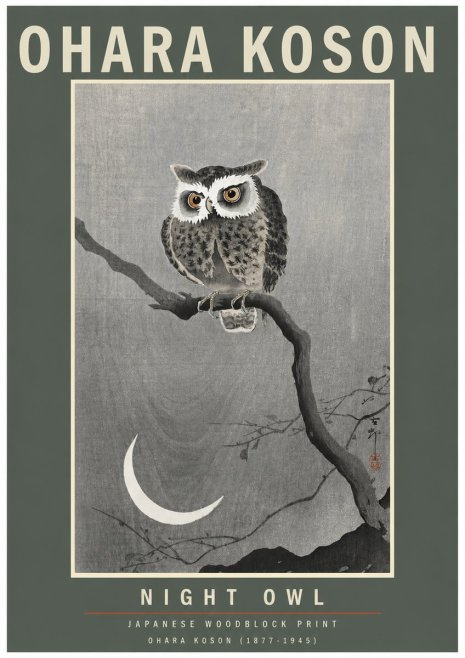 Ohara Koson Night Owl No3 - Juliste