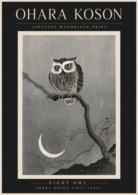 Ohara Koson Night Owl No6 - Juliste