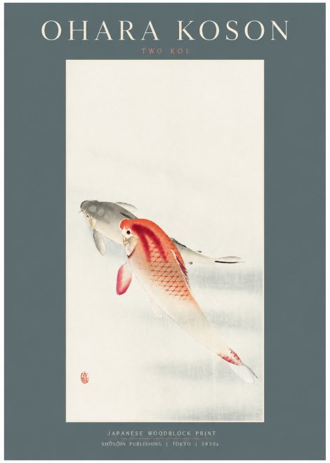 Ohara Koson Two Koi II No2 - Juliste