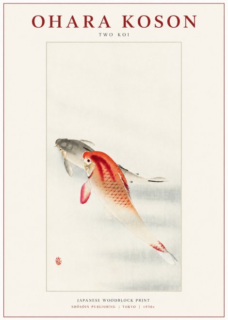 Ohara Koson Two Koi II No3 - Juliste