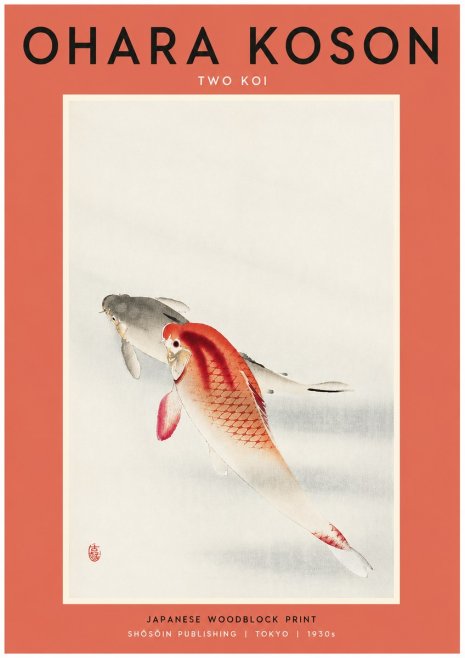 Ohara Koson Two Koi II No4 - Juliste