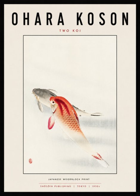 Ohara Koson Two Koi II No5 - Juliste