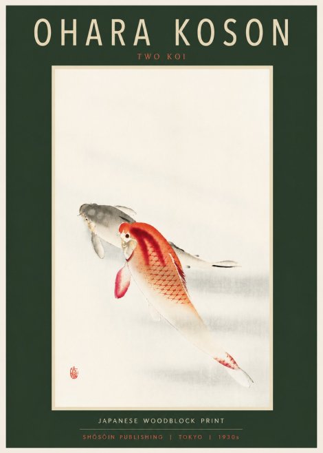 Ohara Koson Two Koi II No6 - Juliste