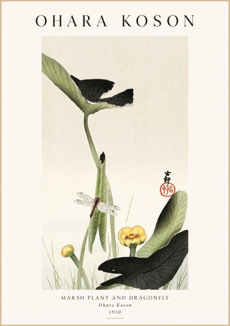 Ohara Koson Marsh Plant and Dragonfly No1 - Juliste