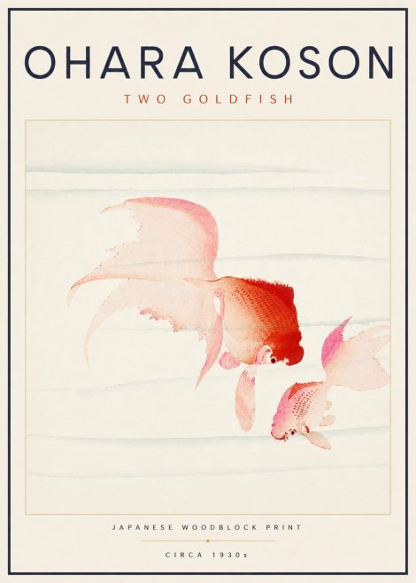 Ohara Koson Two Goldfish No6 - Juliste