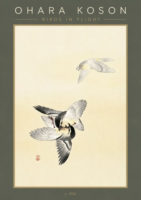 Ohara Koson Birds in Flight No5 - Juliste