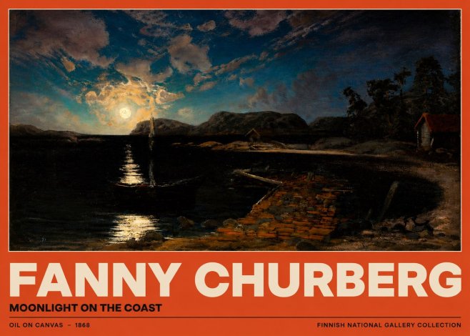 Fanny Churberg Moonlight on the Coast No2 - Juliste