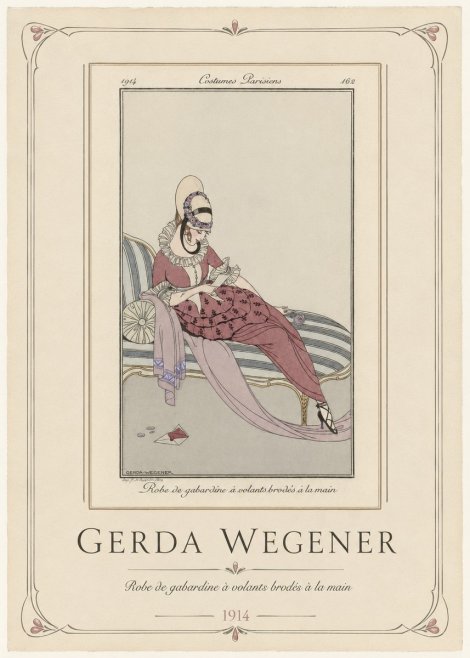 Gerda Wegener Robe De Gabardine À Volants Brodés À La Main I No1 - Juliste