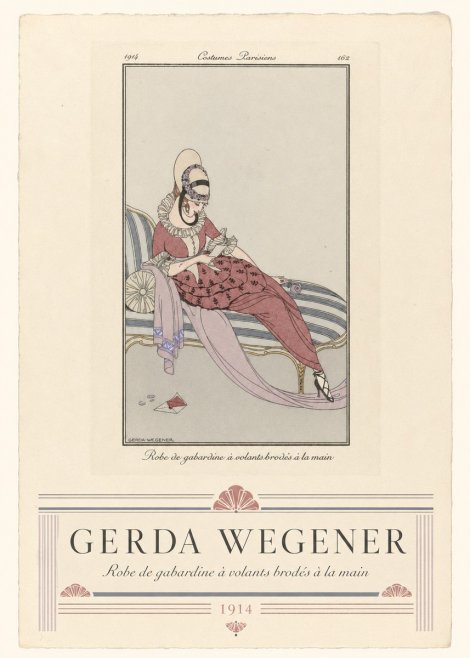 Gerda Wegener Robe De Gabardine À Volants Brodés À La Main I No3 - Juliste