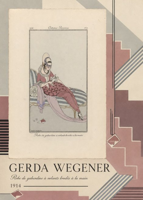 Gerda Wegener Robe De Gabardine À Volants Brodés À La Main I No4 - Juliste