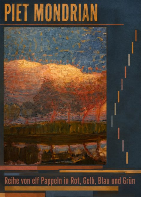 Piet Mondrian Reihe Von Elf Pappeln in Rot, Gelb, Blau Und Grün No6 - Juliste