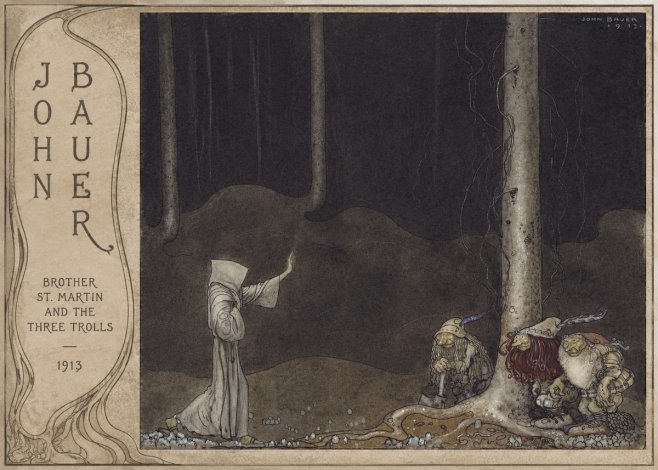 John Bauer Brother St. Martin and the Three Trolls No3 - Juliste