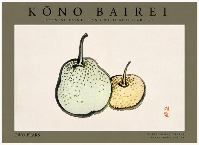 Kōno Bairei Two Pears No3 - Juliste