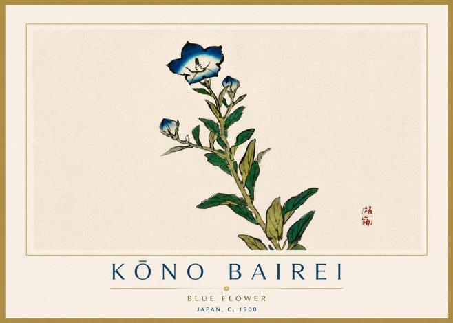 Kōno Bairei Blue Flower No6 - Juliste