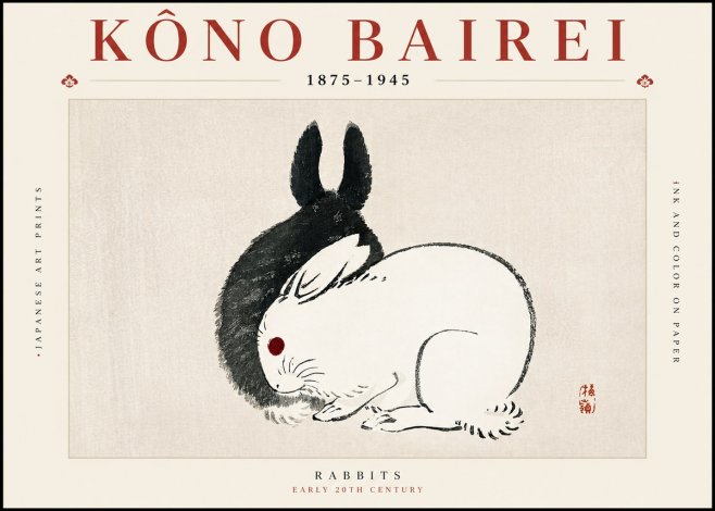 Kōno Bairei Rabbits No2 - Juliste