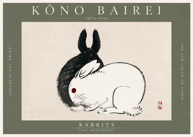 Kōno Bairei Rabbits No3 - Juliste
