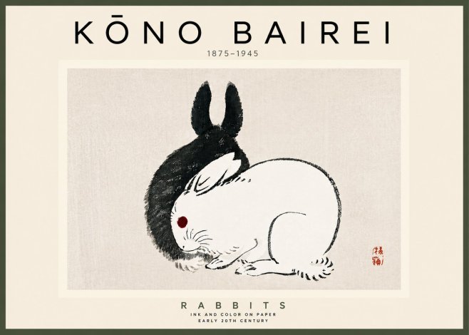 Kōno Bairei Rabbits No4 - Juliste