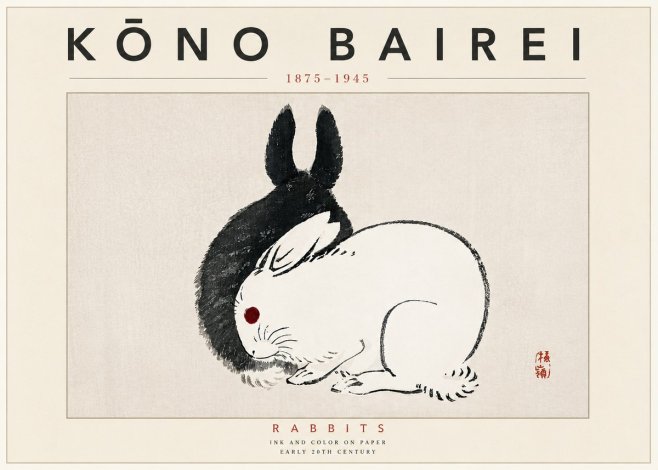 Kōno Bairei Rabbits No6 - Juliste