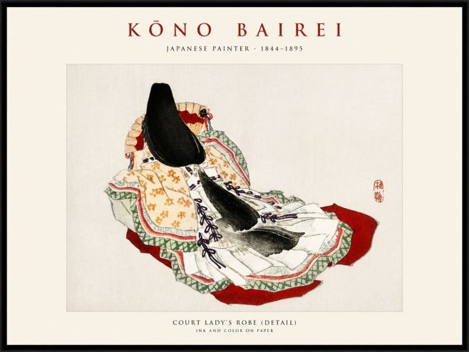 Kōno Bairei Court Lady's Robe (Detail) No1 - Juliste