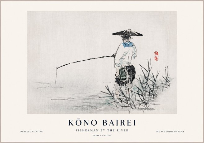 Kōno Bairei Fisherman by the River No1 - Juliste