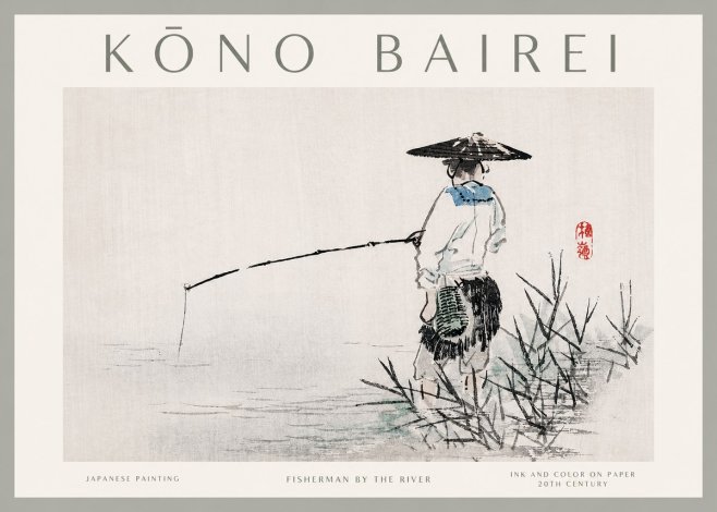 Kōno Bairei Fisherman by the River No2 - Juliste