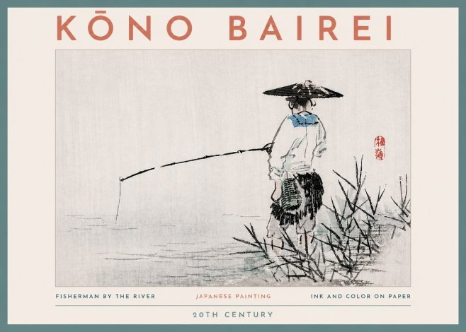 Kōno Bairei Fisherman by the River No4 - Juliste
