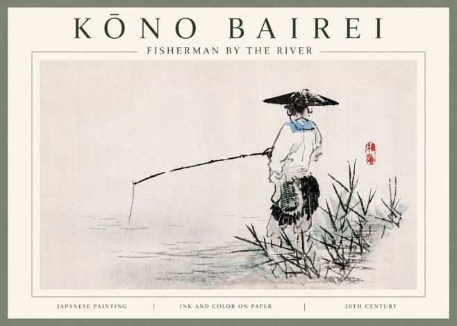 Kōno Bairei Fisherman by the River No6 - Juliste