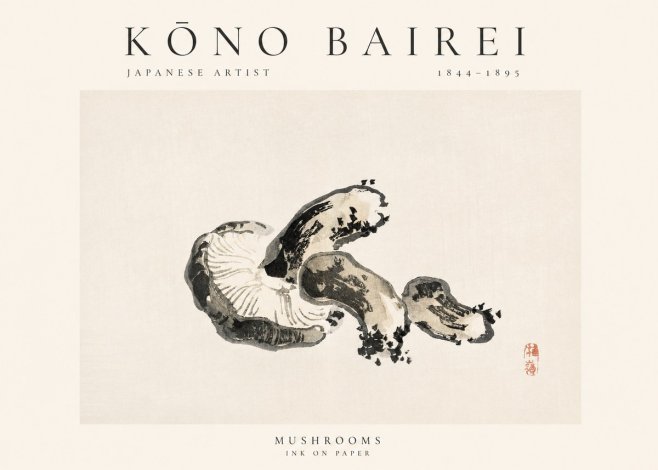 Kōno Bairei Mushrooms No1 - Juliste