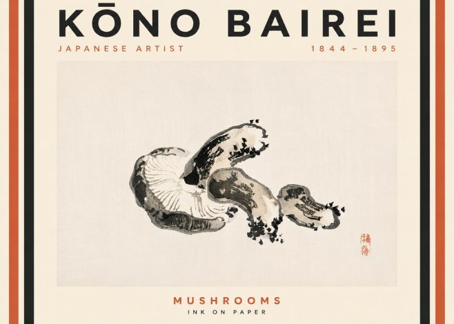 Kōno Bairei Mushrooms No4 - Juliste