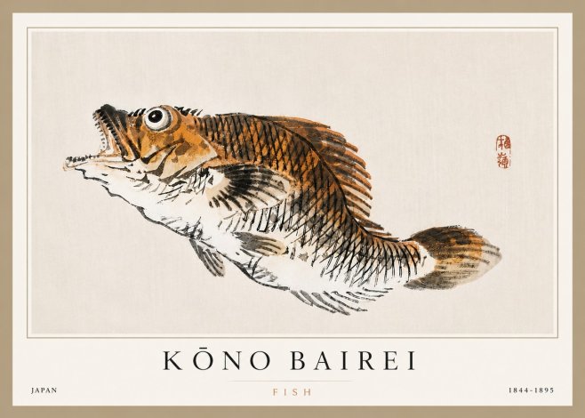 Kōno Bairei Fish II No3 - Juliste