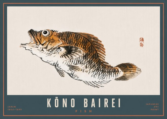 Kōno Bairei Fish II No5 - Juliste