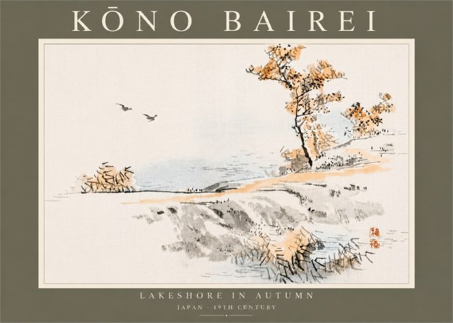 Kōno Bairei Lakeshore in Autumn No5 - Juliste