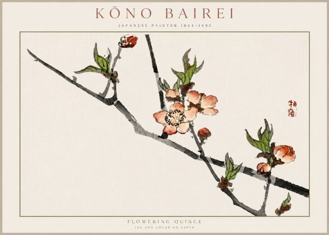 Kōno Bairei Flowering Quince No2 - Juliste