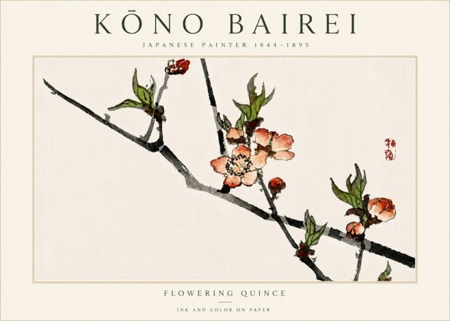 Kōno Bairei Flowering Quince No5 - Juliste