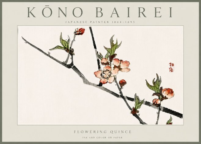 Kōno Bairei Flowering Quince No6 - Juliste