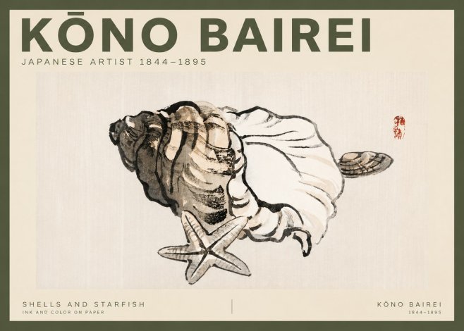 Kōno Bairei Shells and Starfish No2 - Juliste