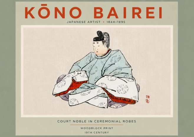 Kōno Bairei Court Noble in Ceremonial Robes No5 - Juliste