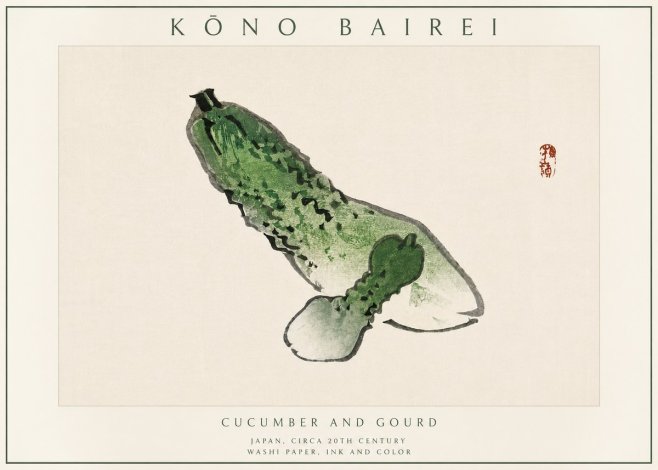 Kōno Bairei Cucumber and Gourd No3 - Juliste